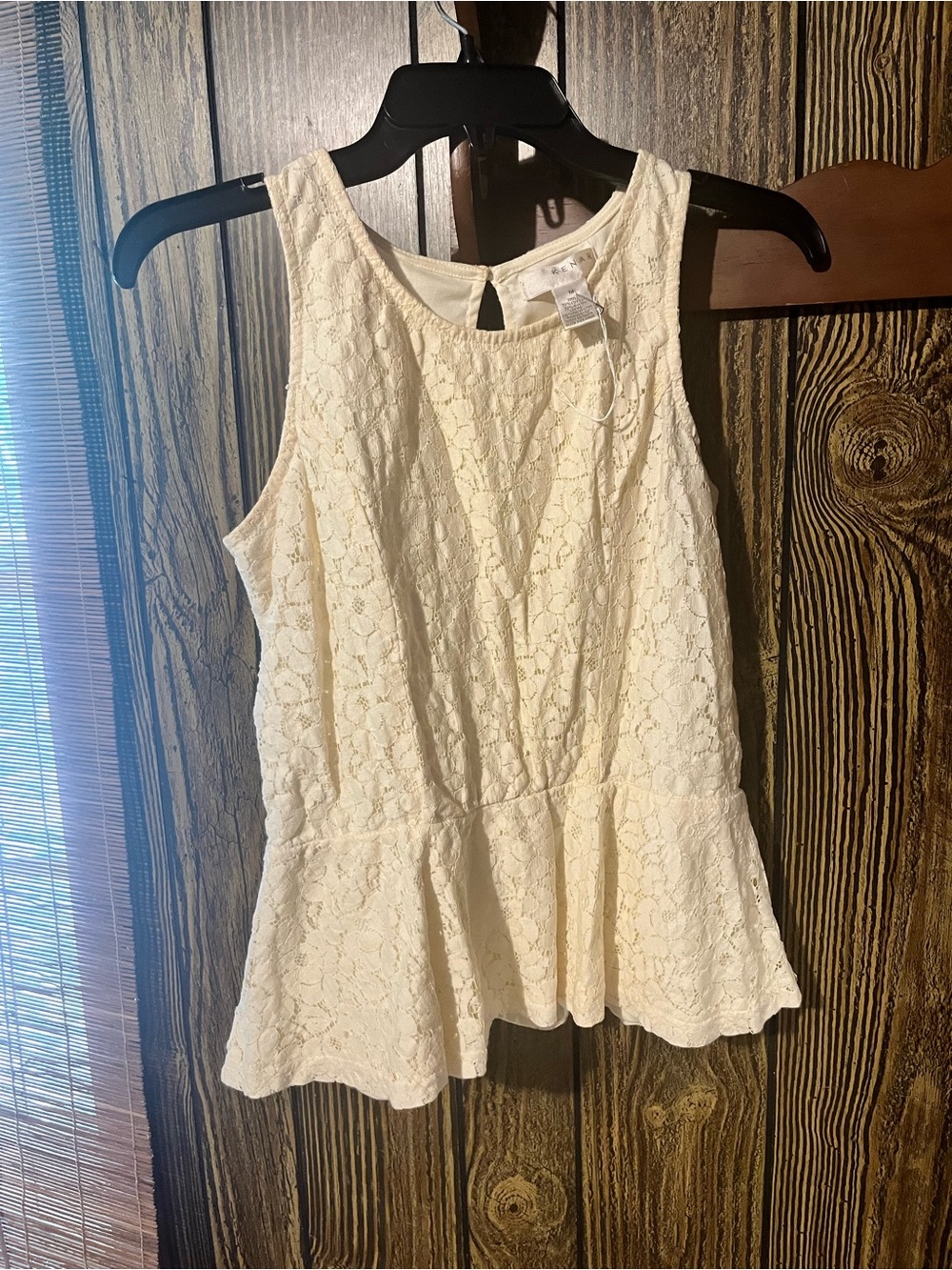 Kenar Cream Lace Peplum Camisole Tank Top